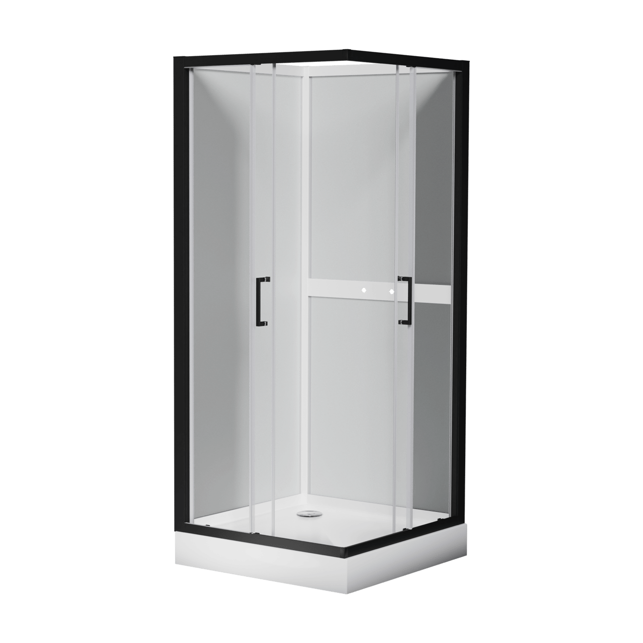 Luca Varess Talan complete douchecabine met schuifdeuren 90 x 90 cm helder glas mat zwart profiel