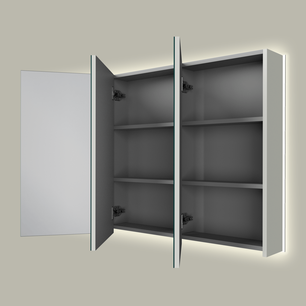 Linie Montro spiegelschrank 120 x 75 cm Greige, mit Spiegelbeleuchtung