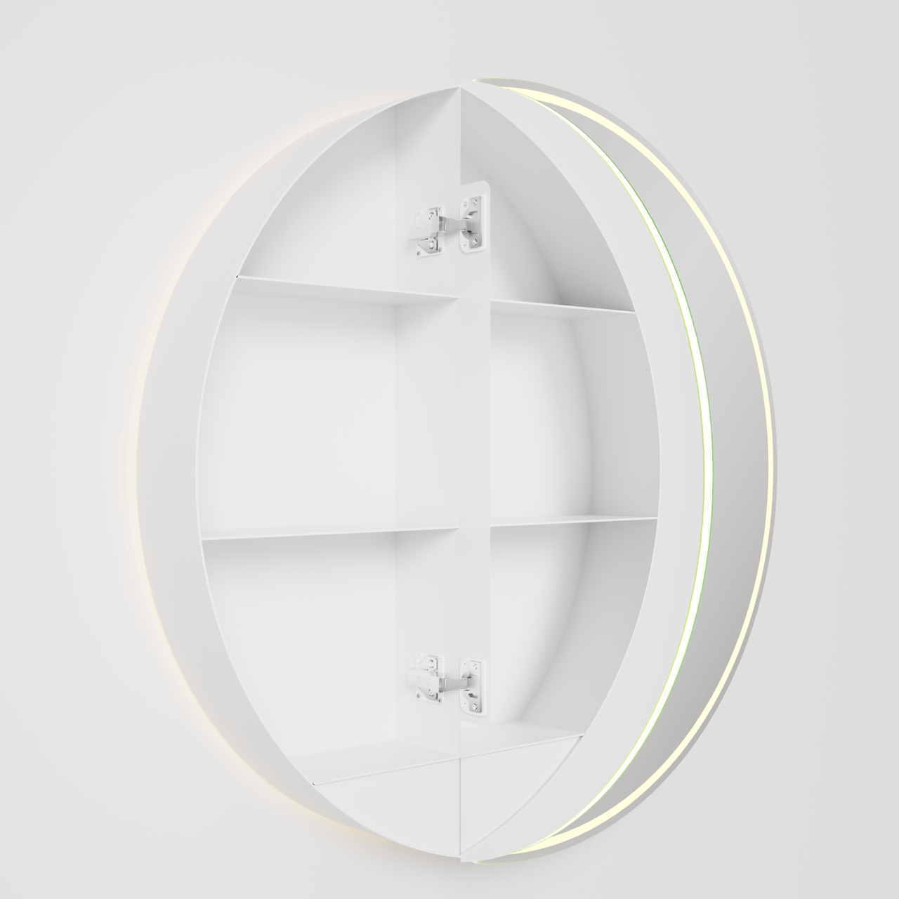 Balmani Mara Spiegelschrank Rund Ø 90 cm Weiβ matt, mit Spiegelbeleuchtung und Anti-Beschlag Spiegelheizung