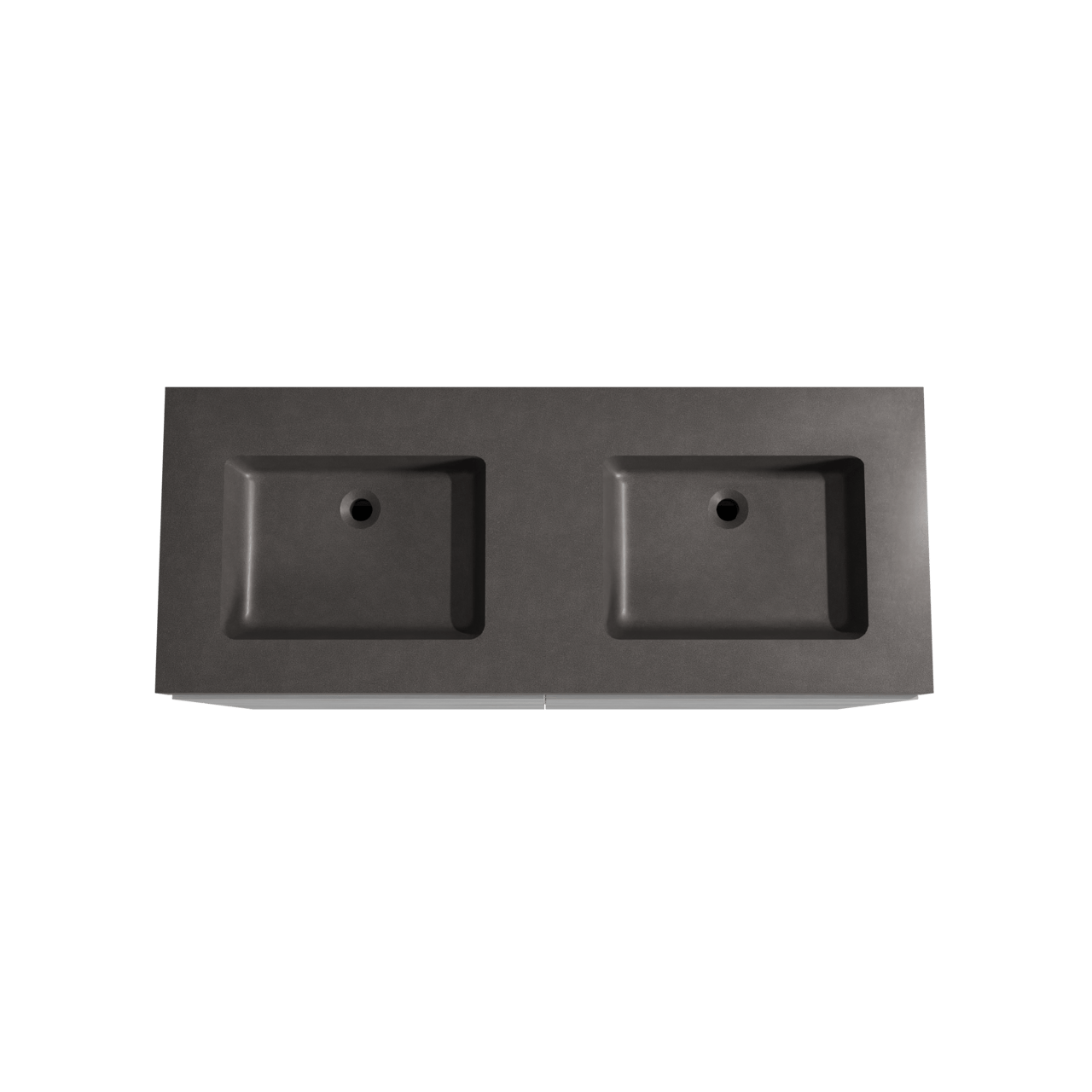 Storke Edge staand badkamermeubel 130 x 52 cm beton donkergrijs met Scuro High dubbele wastafel in kwarts mat zwart