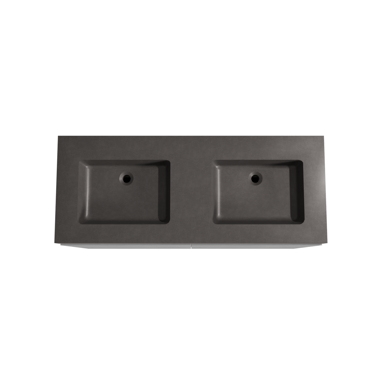 Storke Edge staand badkamermeubel 130 x 52 cm beton donkergrijs met Scuro High dubbele wastafel in kwarts mat zwart