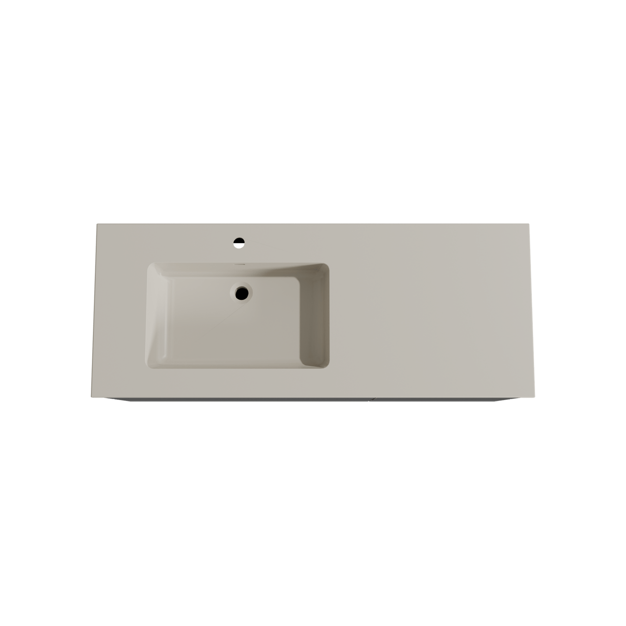 Storke Edge zwevend badkamermeubel 130 x 52 cm mat zwart met Diva asymmetrisch linkse wastafel in top solid zijdegrijs