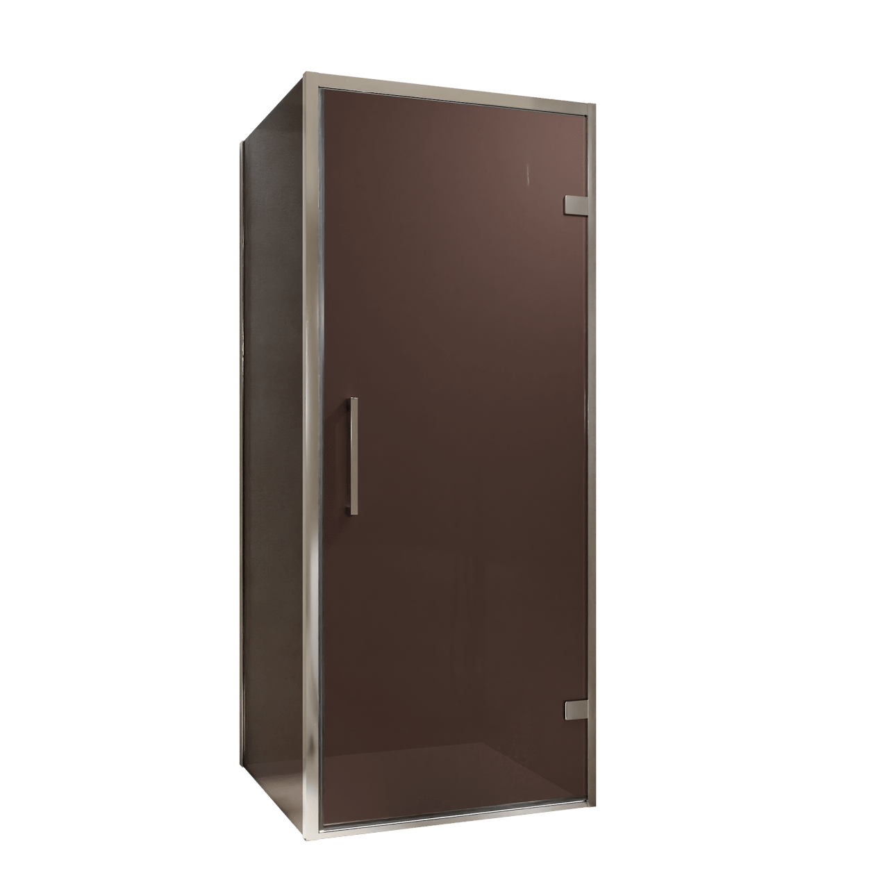 Balmani Senses Design douchecabine met rechtse draaideur en vaste zijwand, 90 x 90 cm, Brons, Chroom profielen