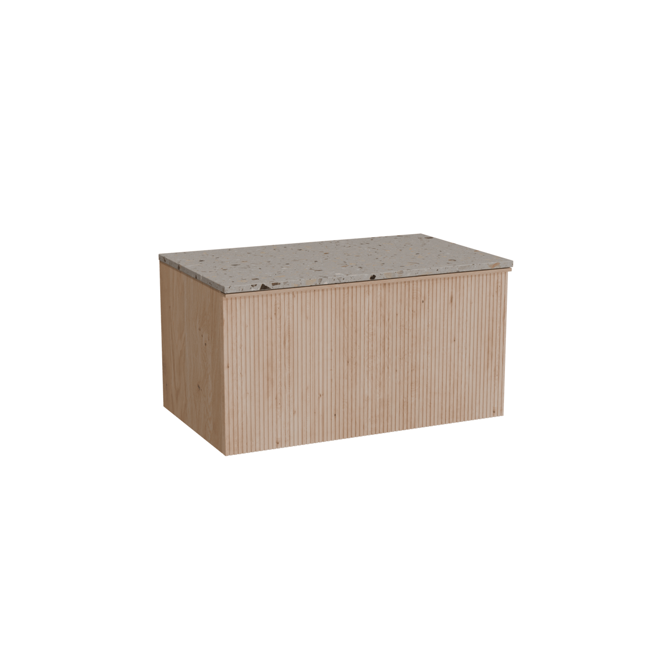Balmani Forma meuble salle de bains suspendu 90 x 55 cm chêne naturel avec Stretto tablette simple en terrazzo greige terrazzo, Nervure droite symétrique verticale