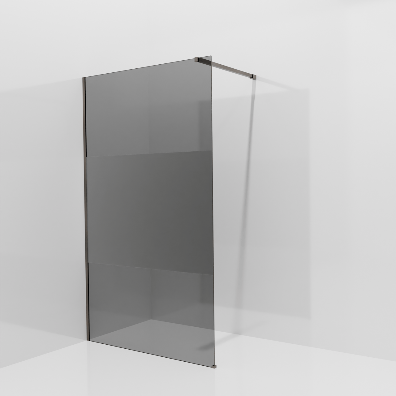 Balmani Modular inloopdouche: 120 x 200 cm, Rookglas met matte strook, Brushed GunMetal profielen