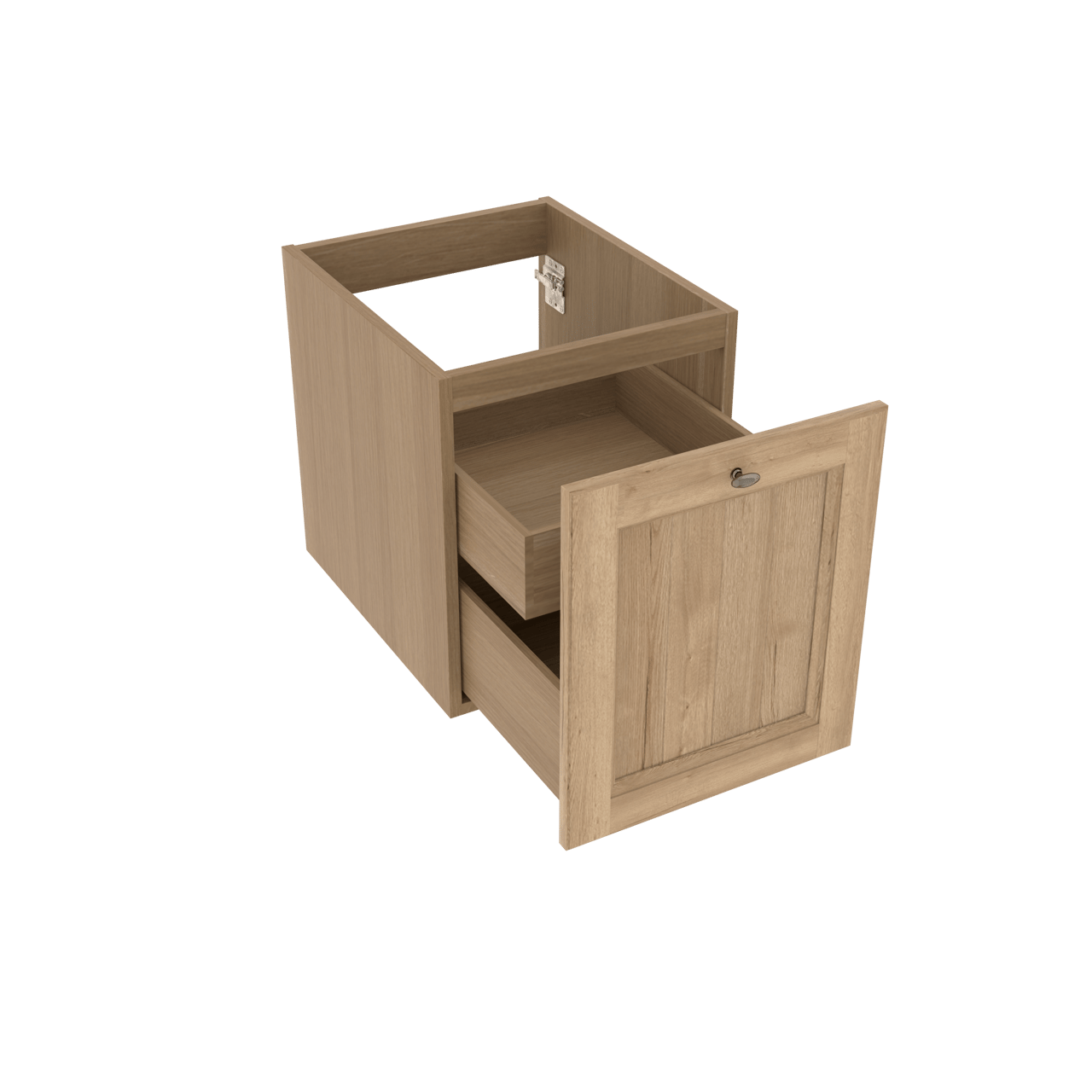 Balmani Lemon hängender Waschbeckenunterschrank: 45 x 55 cm, Eiche verwittert, 2 Schubladen