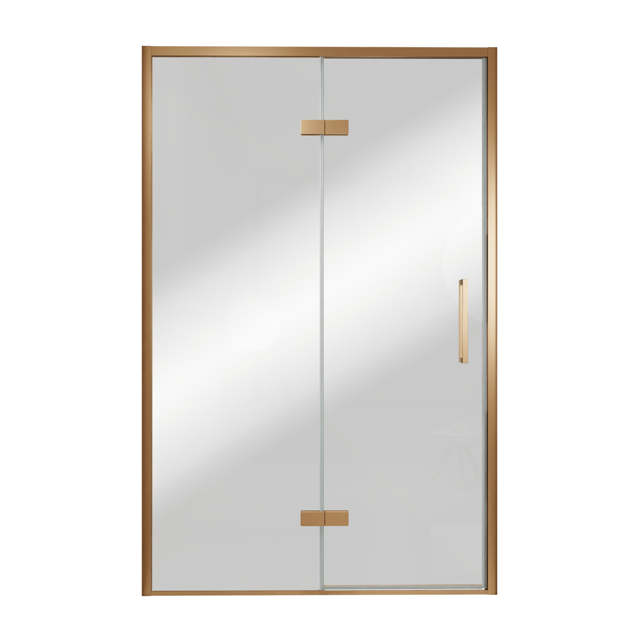 Balmani Senses Design porte pivotante à gauche 140 cm x 210 cm verre Miroir Reflex, Profil Brushed Rosegold