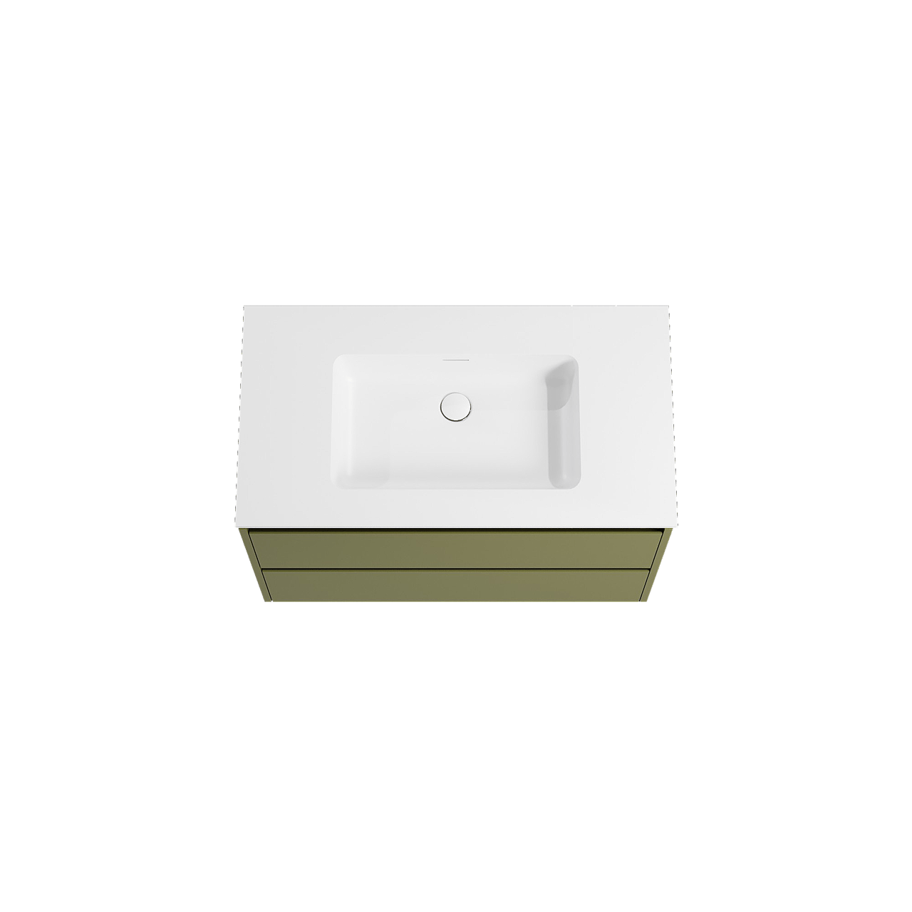 Storke Seda meuble salle de bains suspendu 95 x 52 cm vert olive avec Mata plan simple en solid surface blanc mat