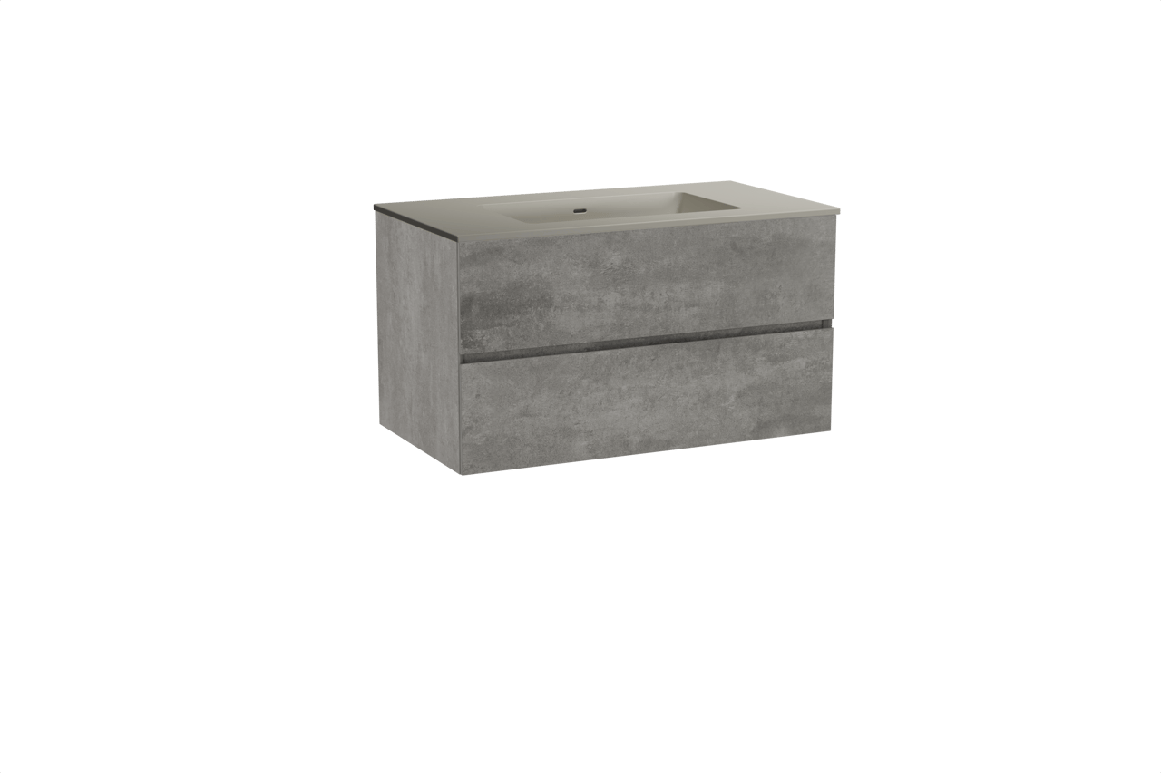 Storke Edge meuble salle de bains suspendu 95 x 52 cm béton gris foncé avec Diva plan simple en top solid soie grise