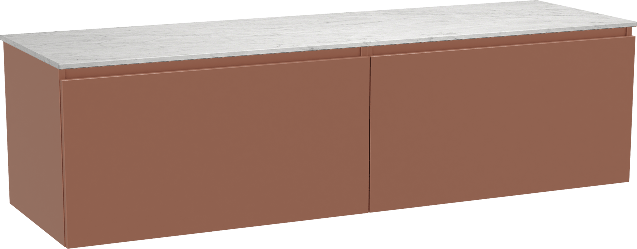 Balmani Sfera meuble salle de bains suspendu 180 x 55 cm cotto avec Stretto tablette simple ou double en marbre carrare