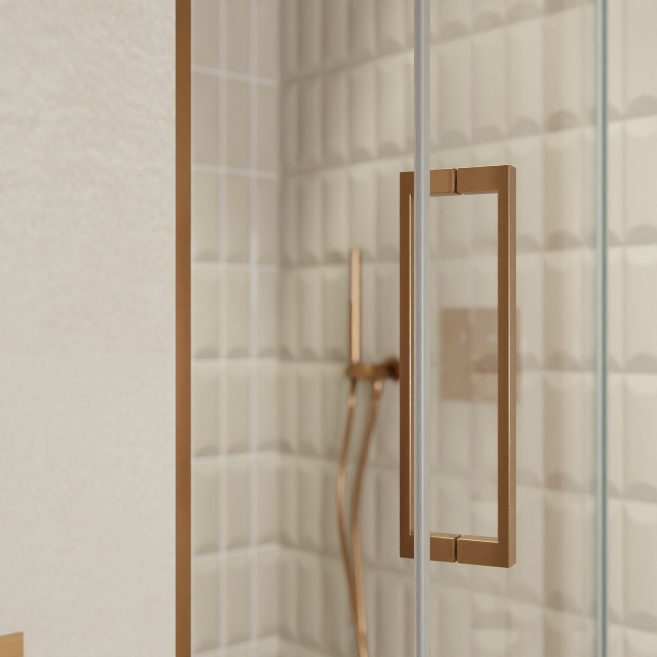 Balmani Senses Design douche draaideur rechts 100 cm x 210 cm Helder glas, Brushed Rosegold profielen