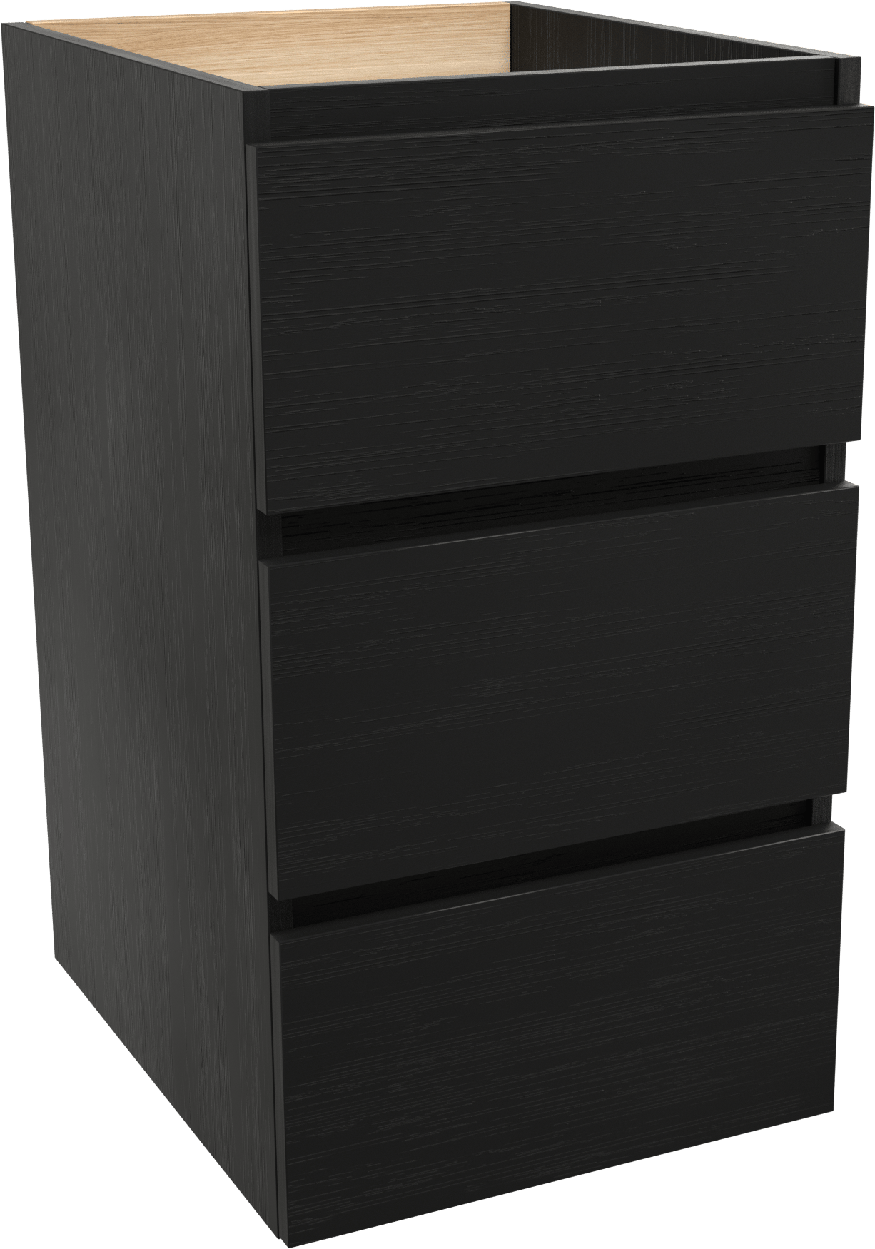 Balmani Lucida stehender Waschbeckenunterschrank: 45 x 55 cm, Eiche Schwarz, 3 Schubladen