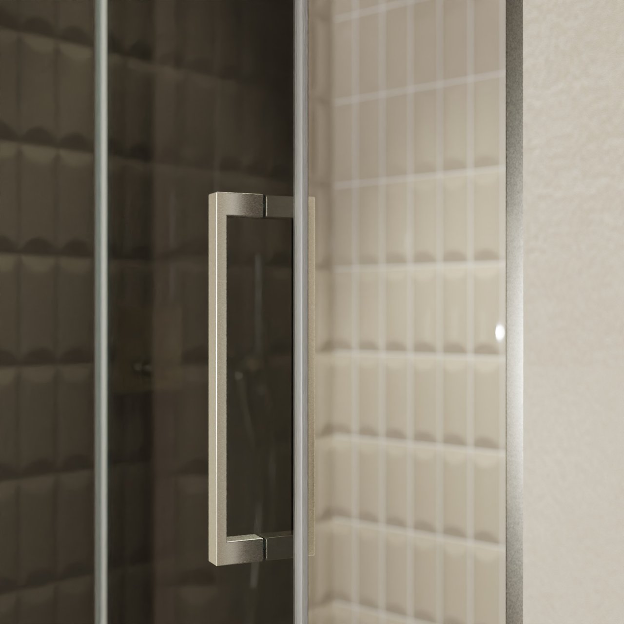 Balmani Senses Design porte pivotante à gauche 120 cm x 210 cm verre fumé, Profil Brushed CoolMetal, coating inclus