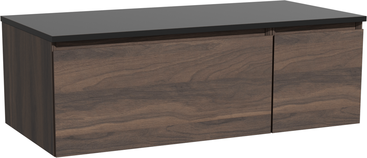 Storke Edge meuble salle de bains suspendu 110 x 52 cm noyer avec Panton tablette simple en mdf enduit de poudre noir mat