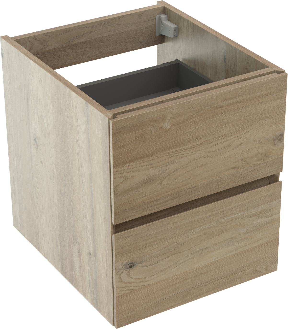 Storke Edge hängender Waschbeckenunterschrank: 45 x 52 cm, Eiche rustikal, 2 Schubladen