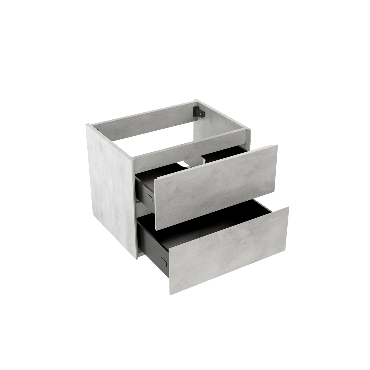 Storke Edge hängender Bad-Unterschrank, 60 x 46 cm, Beton silbergrau, 2 Schubladen