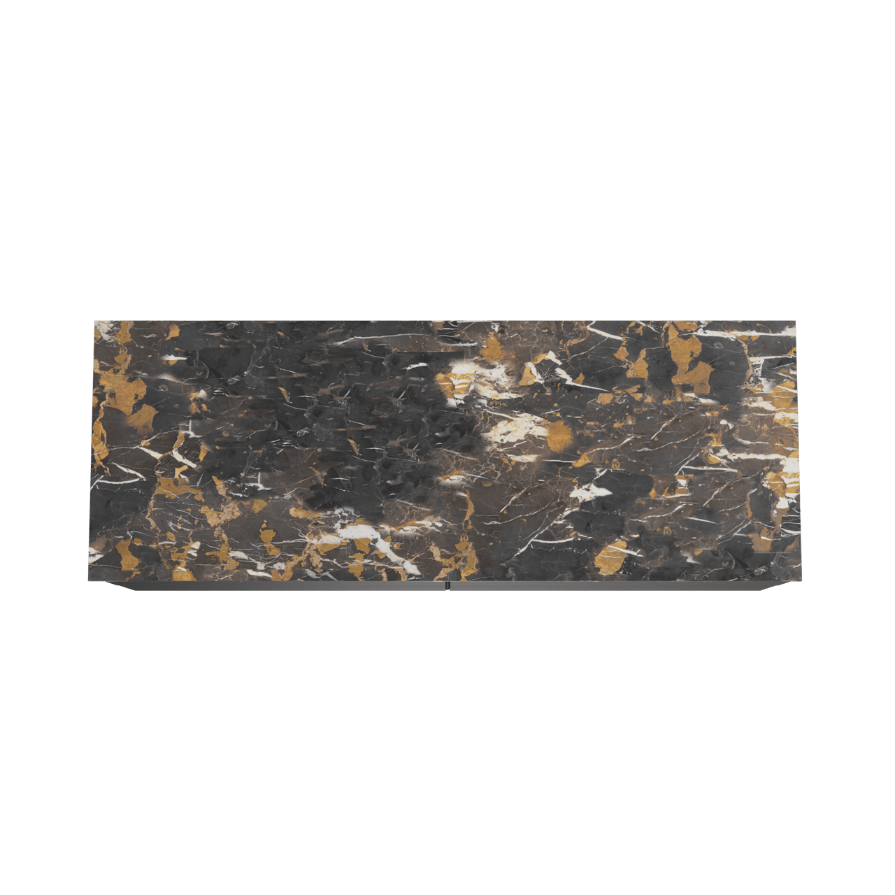 Balmani Mitra hängendes Möbelstück Set: 150 x 55 cm, Schwarz matt, mit Stretto Einzel- oder Doppel Waschtischplatte, Marmor Portoro Gold