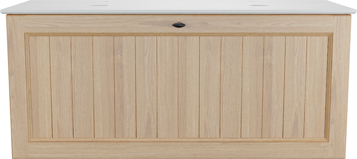 Balmani Lemon zwevend badkamermeubel 120 x 55 cm, fineer natuur eik met Facetta dubbel tablet in mat wit