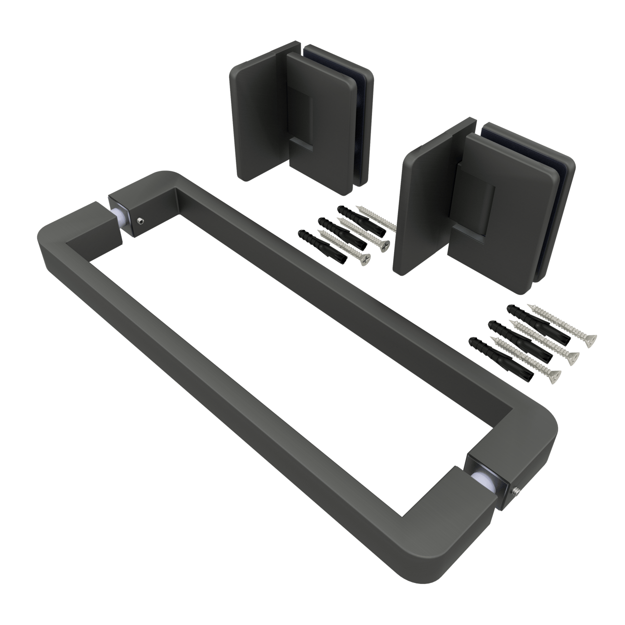 Balmani Modular Duschtürscharniere und Griff, schwarz matt