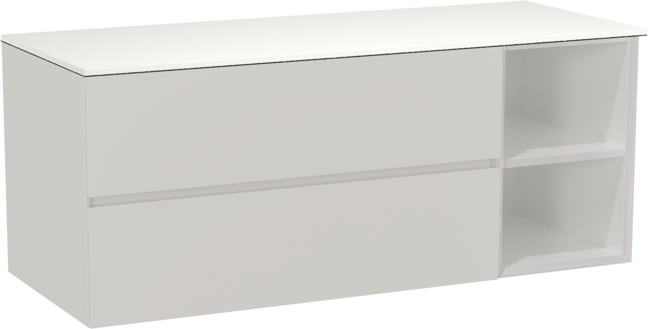 Storke Edge zwevend badmeubel 130 x 52 cm hoogglans wit met Tavola enkel of dubbel wastafelblad in solid surface mat wit
