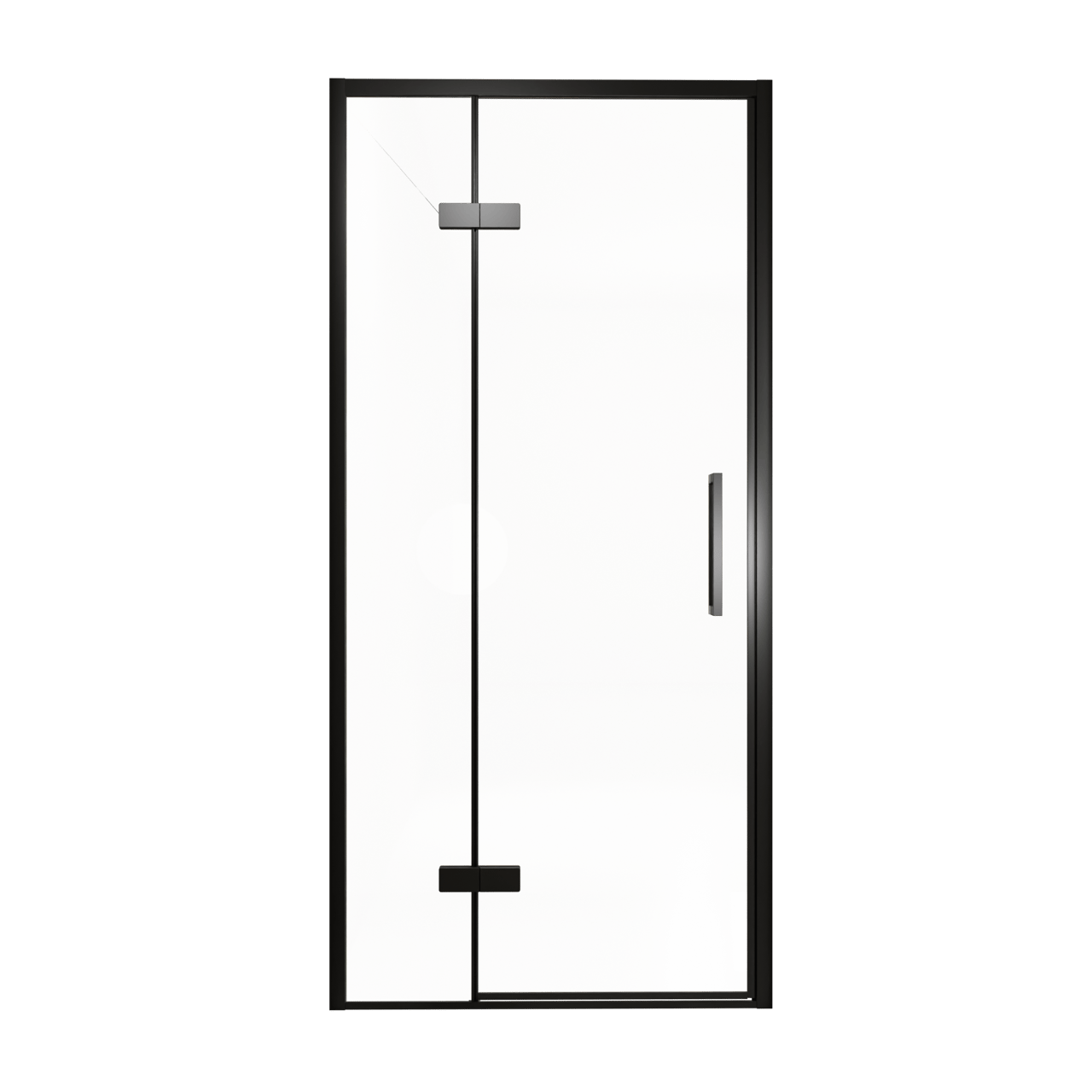 Balmani Senses Design Dusche Drehtür, Links, 100 cm x 210 cm, Klarglas, Profil Schwarz