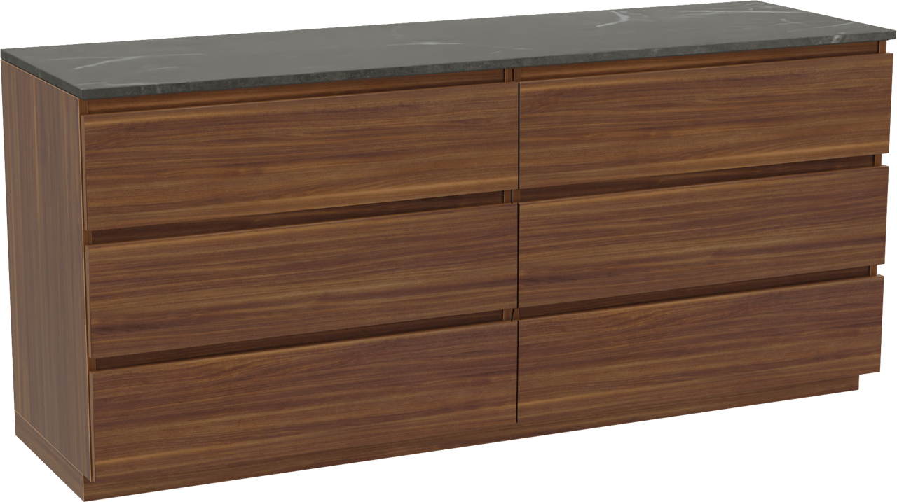 Balmani Lucida Badmöbel Set mit Stretto Waschtischplatte für Aufsatzwaschbecken