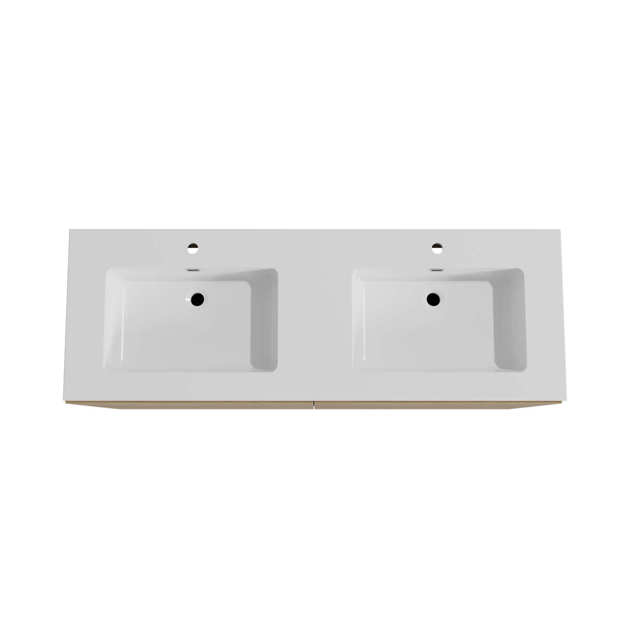 Storke Edge meuble salle de bains à poser 150 x 52 cm chêne brut avec Diva double vasque en marbre composite blanc brillant