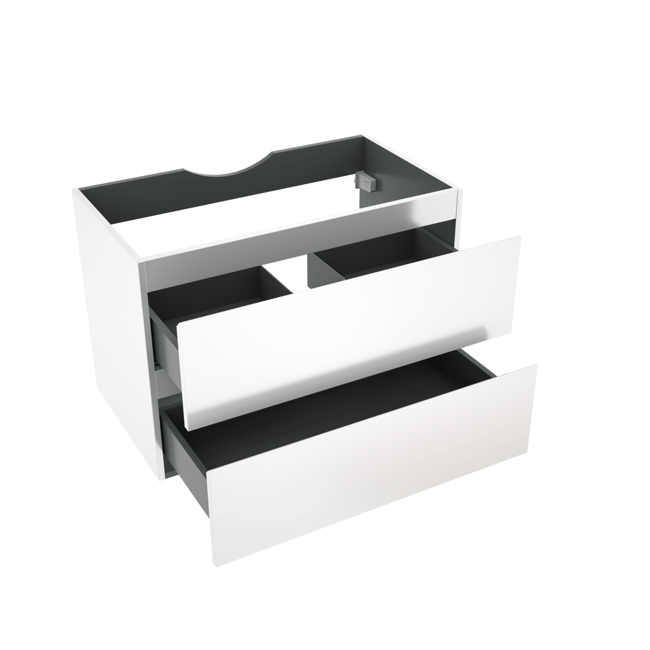 Linie Lado zwevende wastafelonderkast 80 x 46 cm Hoogglans Wit 2 lades