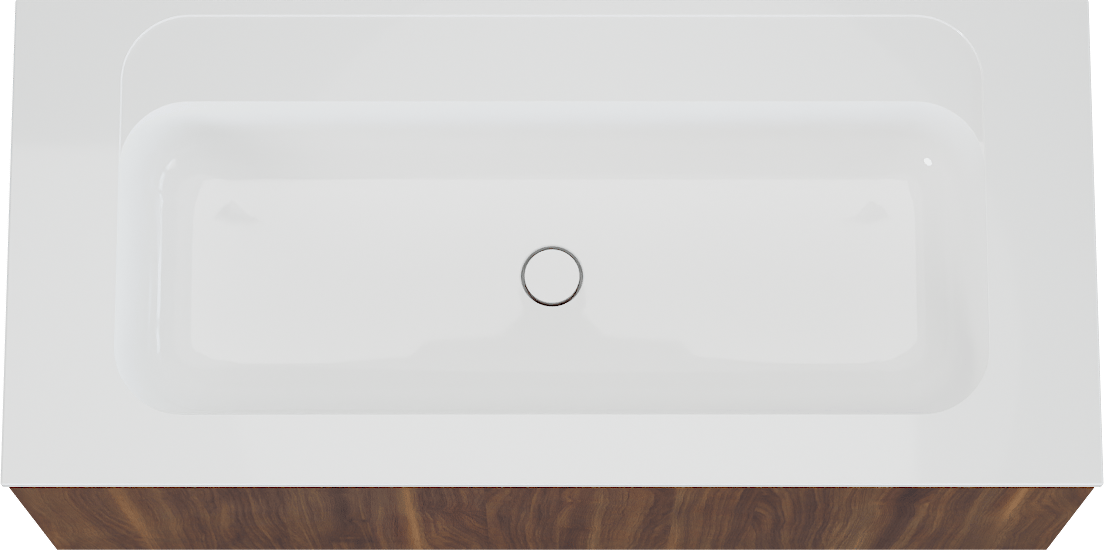 Balmani Sfera zwevend badmeubel 120 x 55 cm amerikaans notenhout met Tablo Strada enkele wastafel in composietmarmer hoogglans wit