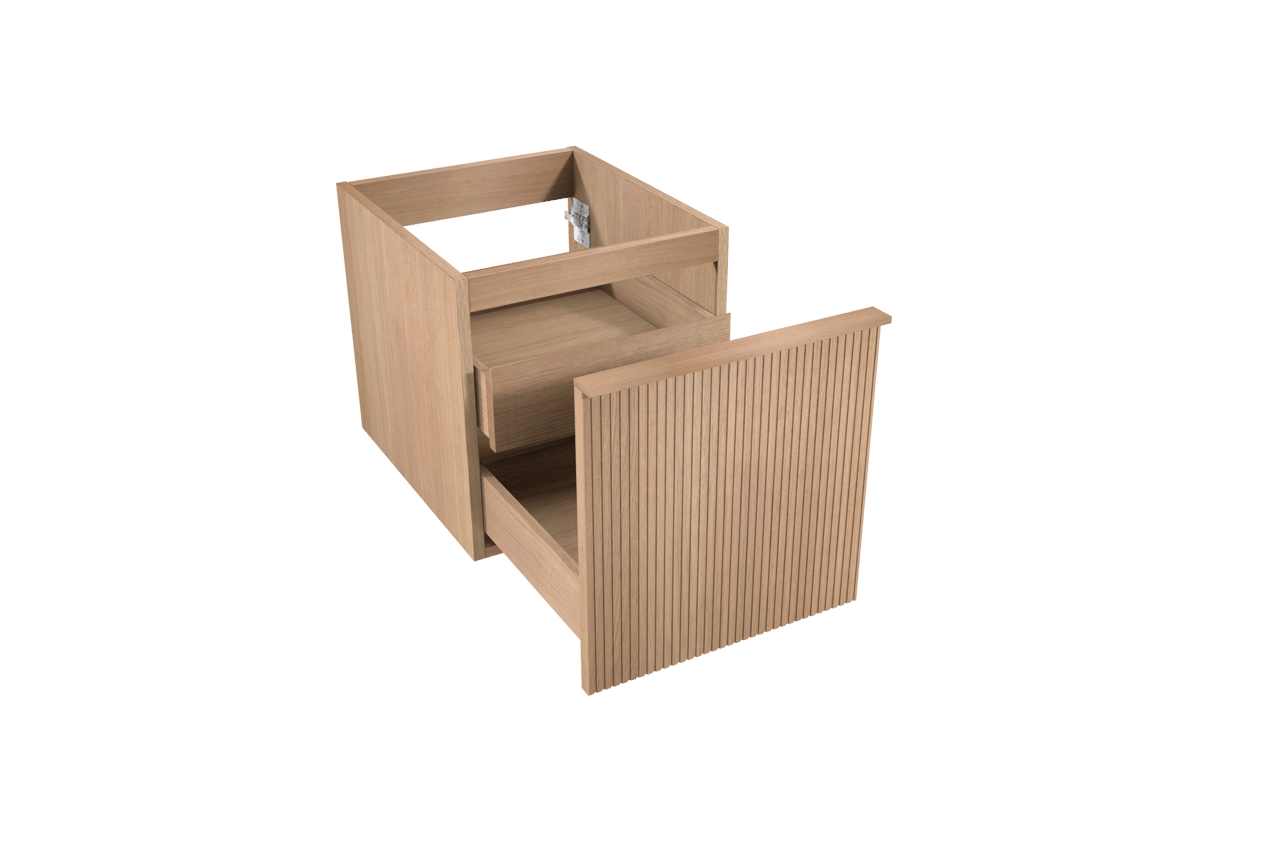 Balmani Forma zwevende wastafelonderkast 45 x 55 cm natuur eik 2 lades vert. sym. groef