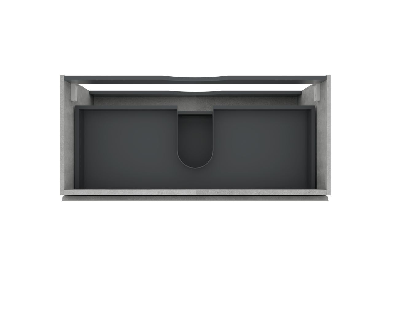 Linie Lado hängender Waschbeckenunterschrank: 100 x 46 cm, Beton dunkelgrau, 2 Schubladen