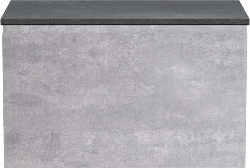 Linie Lado meuble salle de bains suspendu 80 x 46 cm béton gris foncé avec Lado tablette simple en mélaminé ardoise gris