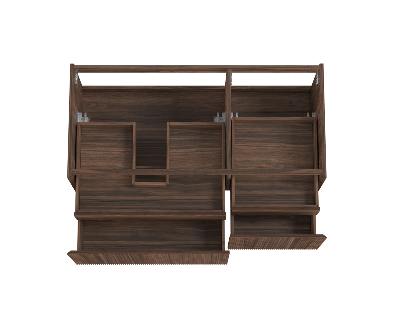 Balmani Fila meuble sous-lavabo suspendu 120 x 55 cm asymétrique gauche placage noyer 4 tiroirs