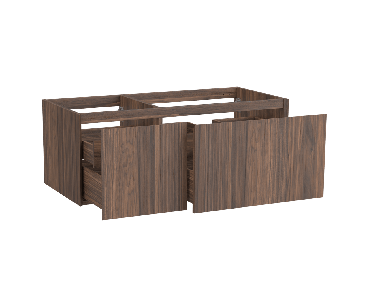 Balmani Idra zwevende wastafelonderkast 120 x 55 cm asymmetrisch rechts fineer notelaar 4 lades