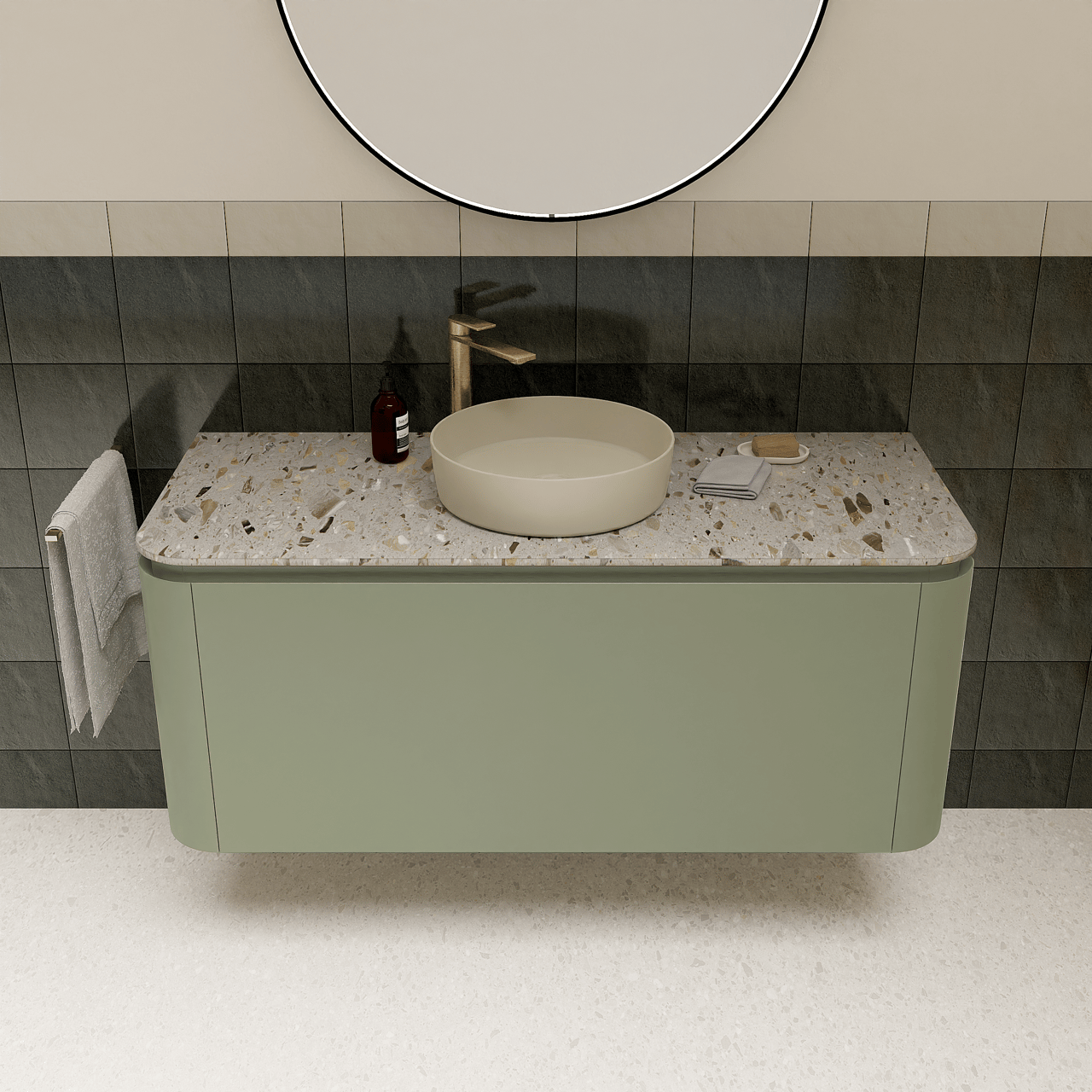 Balmani Moon tablette simple ou double terrazzo greige 130 x 55 cm