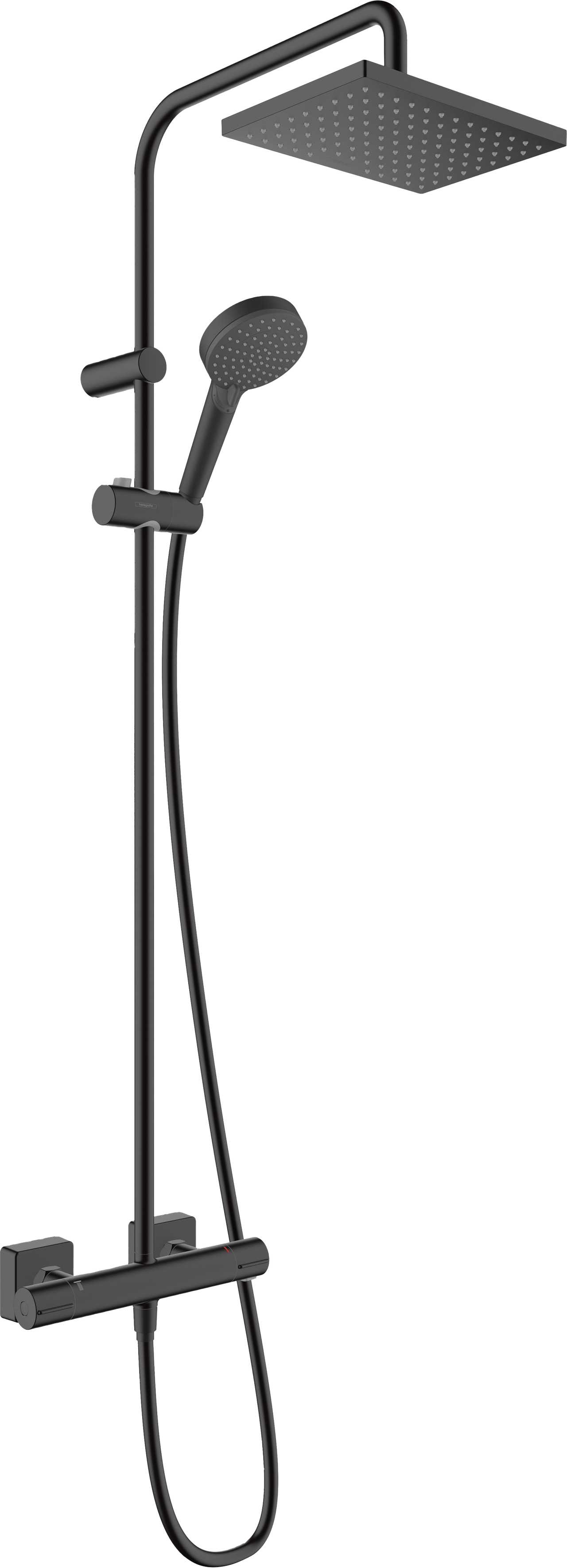 Hansgrohe Vernis Shape colonne de douche de pluie robinet thermostatique Noir Mat