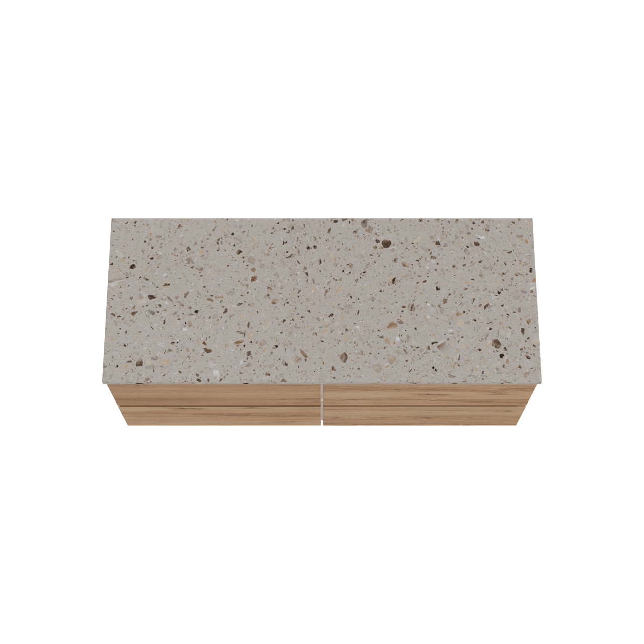 Balmani Lucida meuble salle de bains suspendu 135 x 55 cm teck avec Stretto tablette simple ou double en terrazzo greige terrazzo
