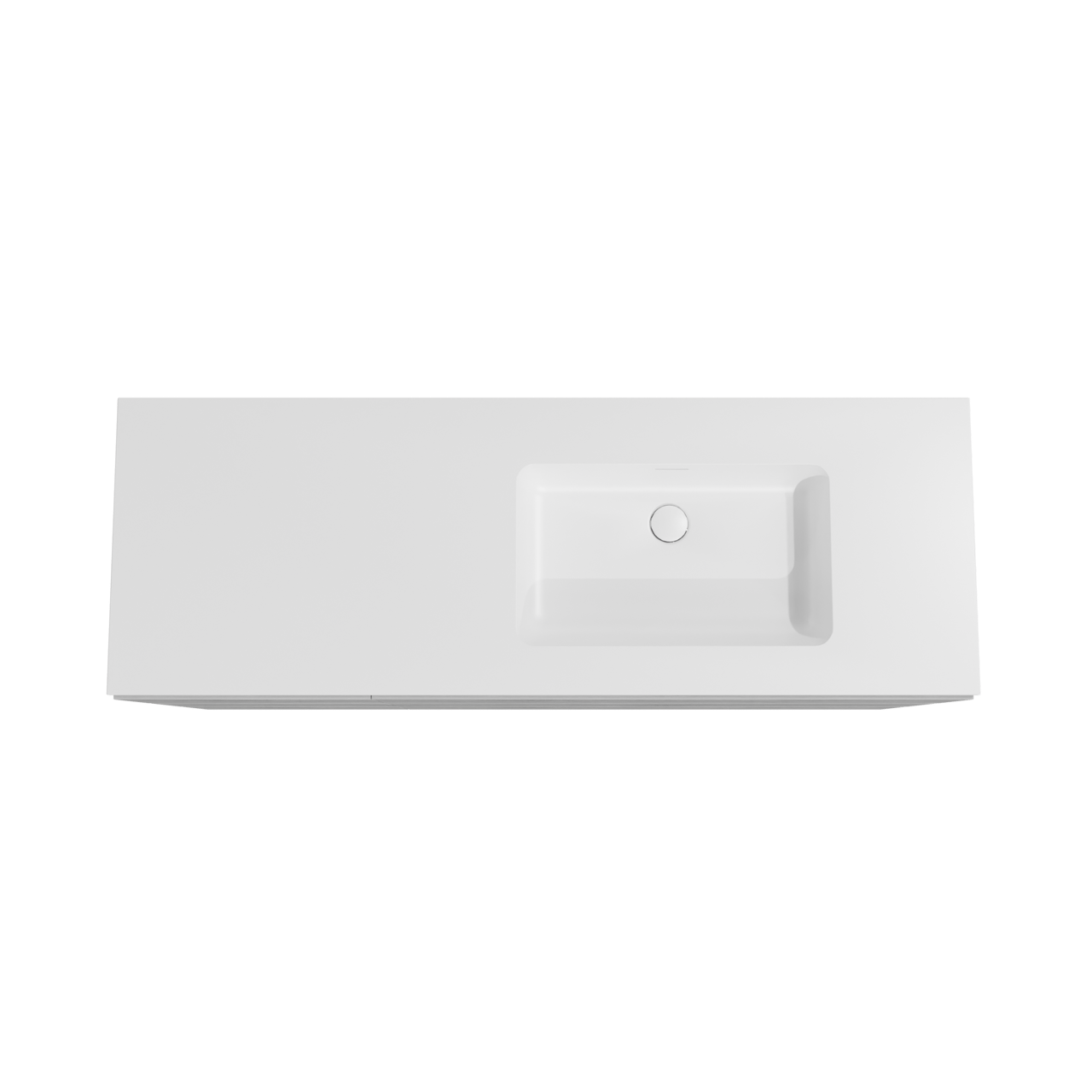 Storke Edge meuble salle de bains à poser 150 x 52 cm béton gris foncé avec Mata vasque asymétrique droite en solid surface blanc mat