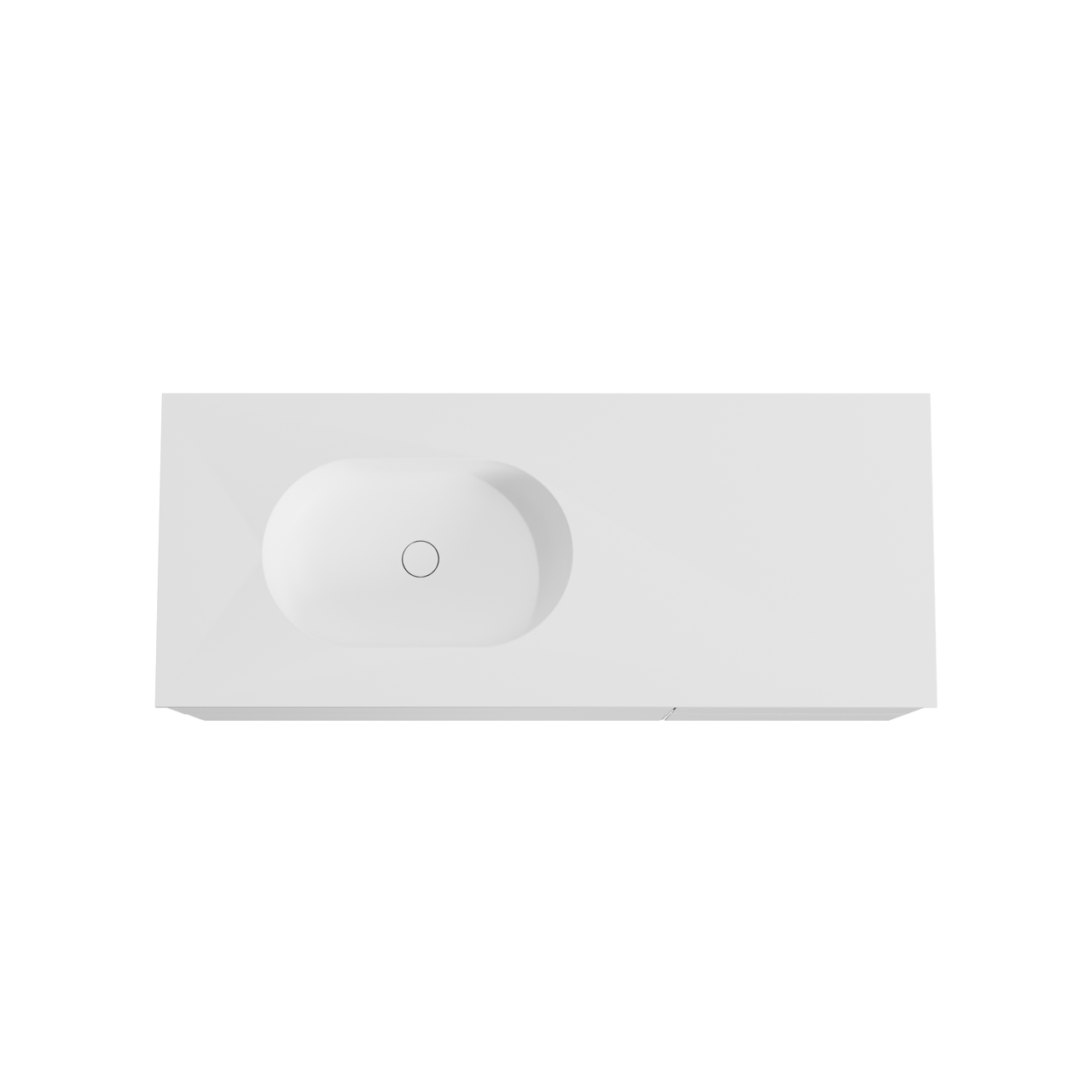 Balmani Mitra zwevend badmeubel 135 x 55 cm mat wit met Tablo Oval asymmetrisch linkse wastafel in solid surface mat wit