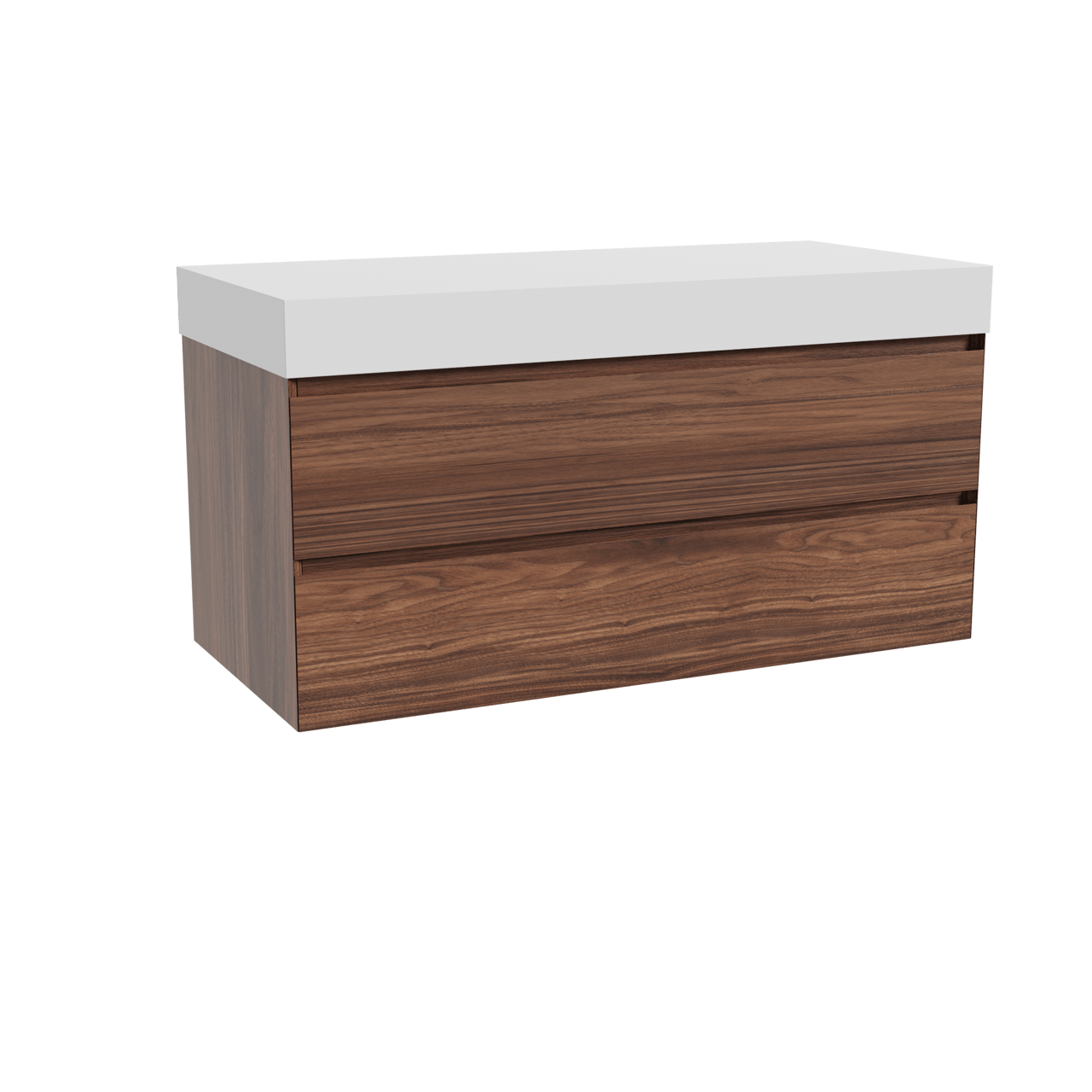 Balmani Mitra meuble salle de bains suspendu 120 x 55 cm noyer avec Dominus tablette simple ou double en solid surface blanc mat