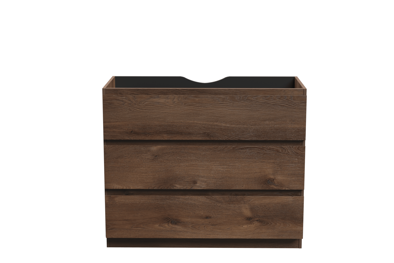 Linie Lado meuble sous-vasque a poser 100 x 46 cm chêne brun 3 tiroirs