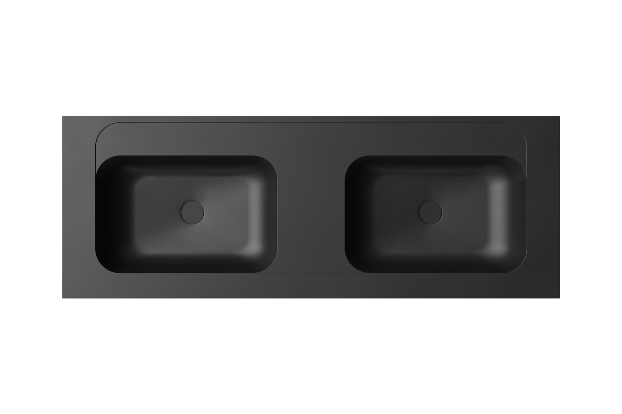 Balmani Tablo Strada dubbele wastafel mat zwarte top solid 150 x 55 cm
