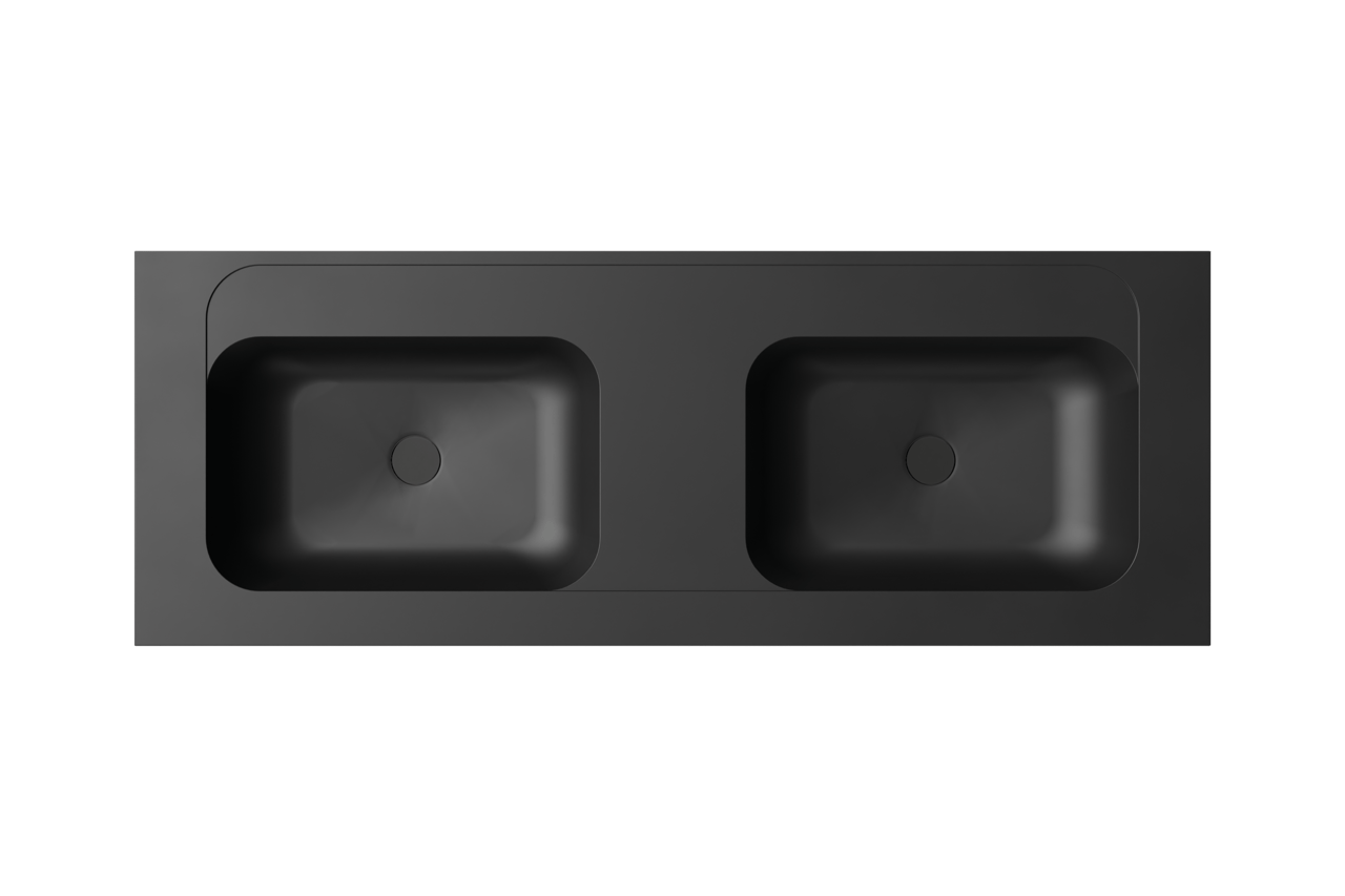 Balmani Tablo Strada double vasque top solid noire matte 150 x 55 cm