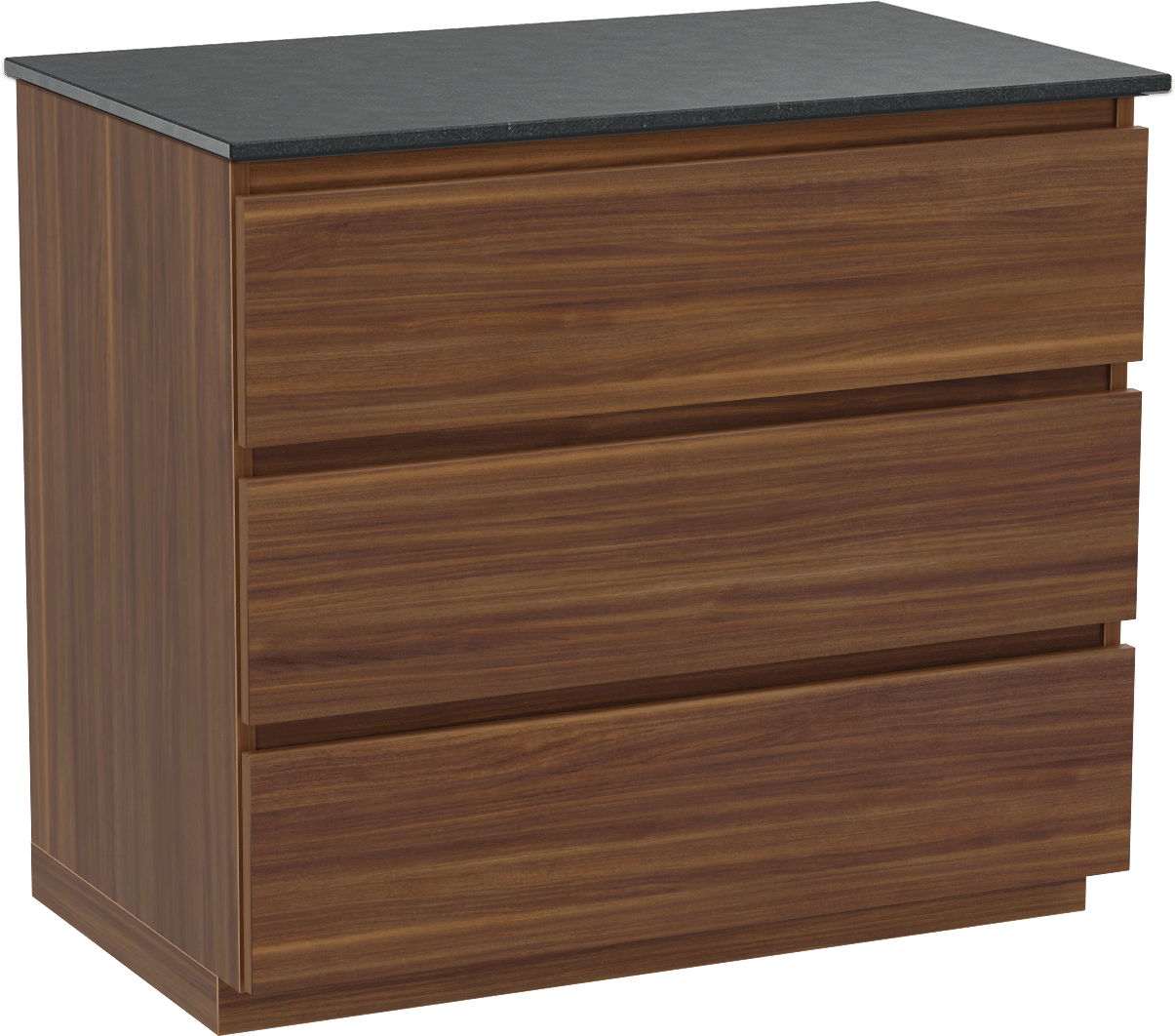 Balmani Lucida meuble salle de bains à poser 90 x 55 cm noyer américain avec Stretto tablette simple en granit noir