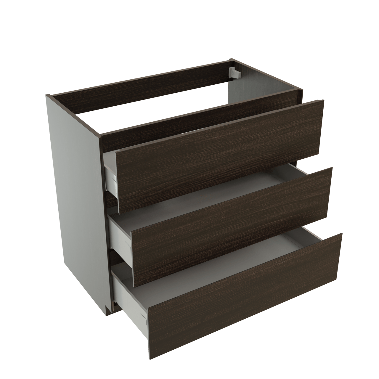 Storke Edge stehender Waschbeckenunterschrank: 95 x 52 cm, Eiche dunkel, 3 Schubladen