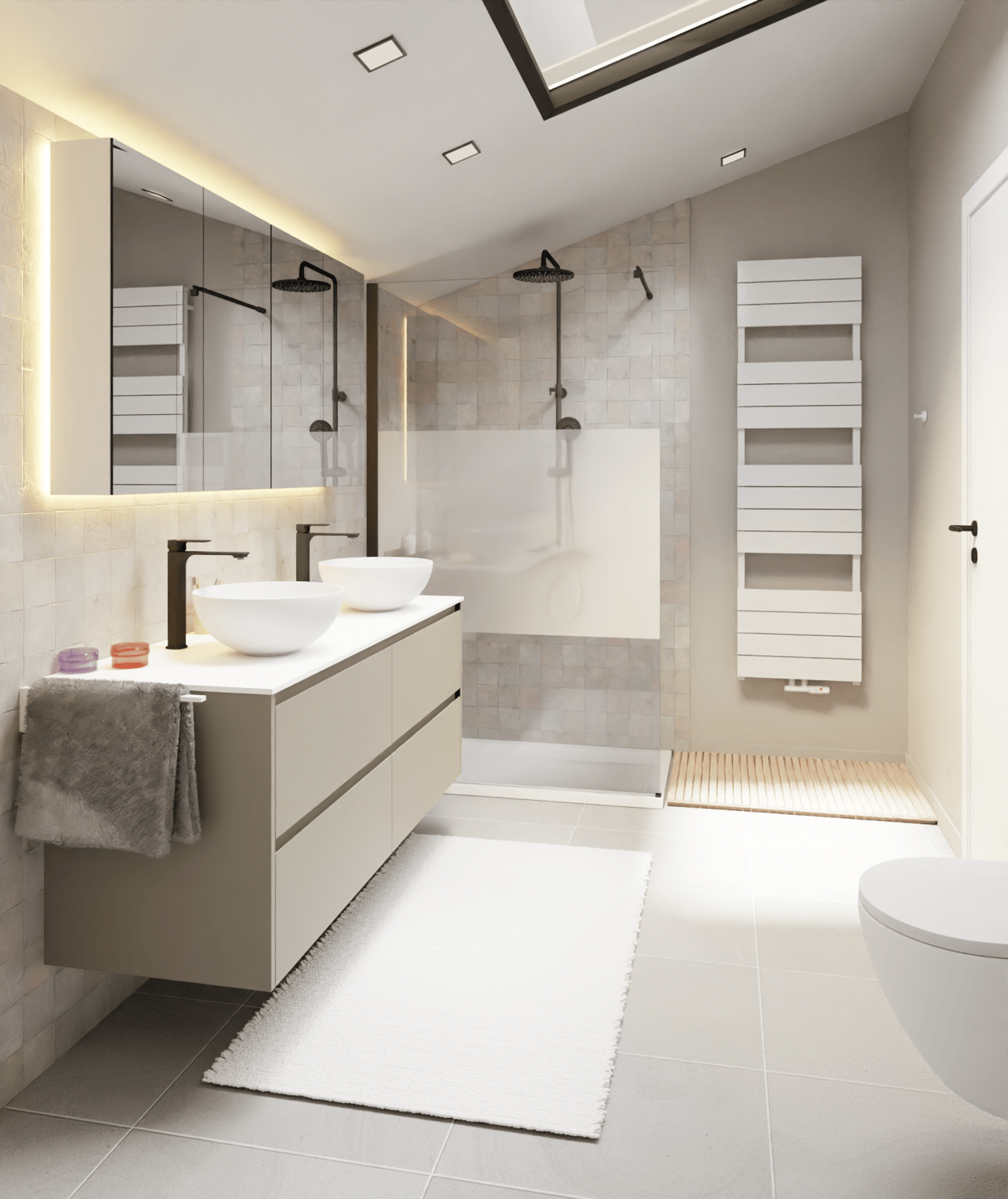 Vipera Teide sèche-serviettes simple 50 x 180 cm chauffage électrique et central possible blanc mat raccordement latéral et central 1017W