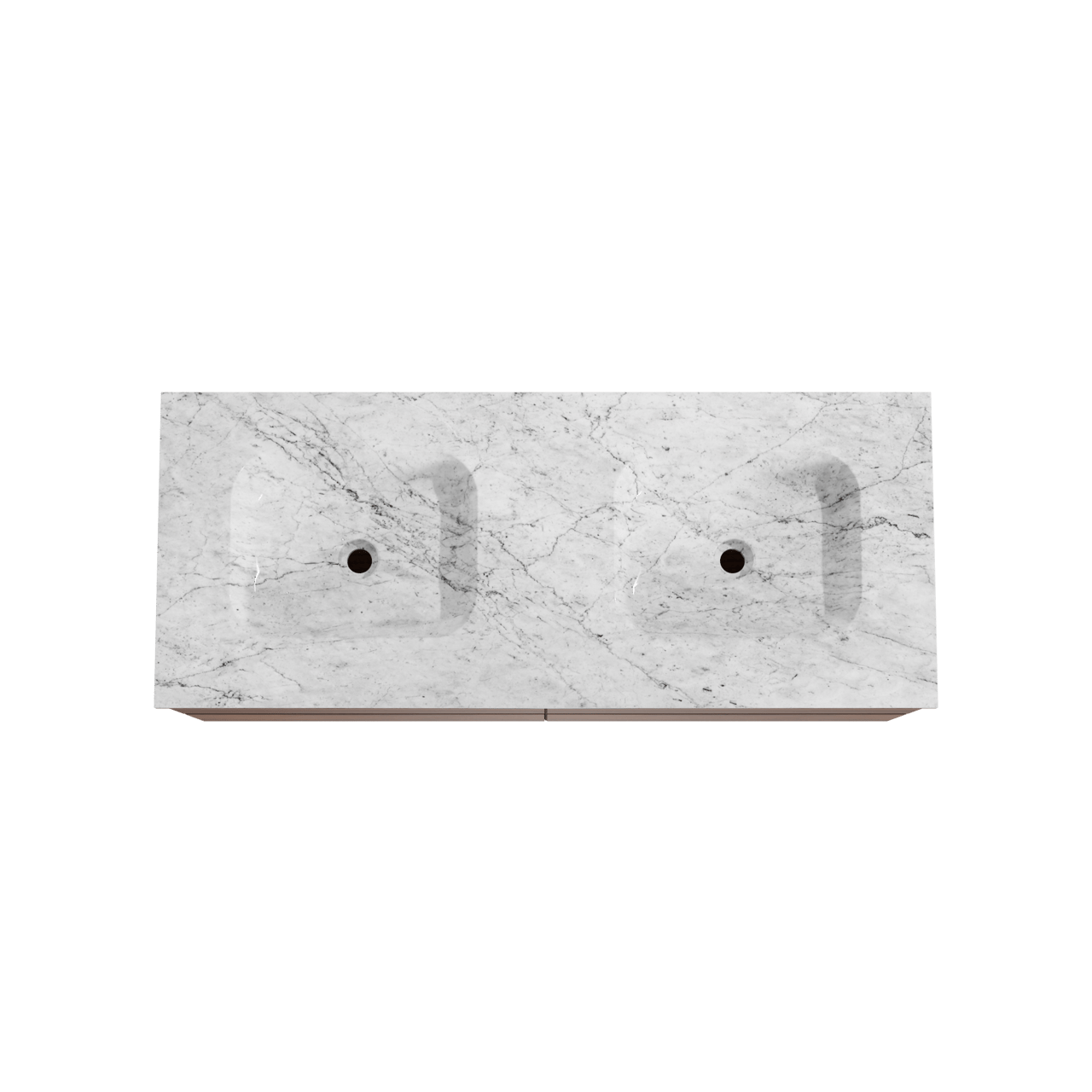 Balmani Mitra zwevend badkamermeubel 135 x 55 cm notelaar met Tablo Arcato dubbele wastafel in marmer carrara