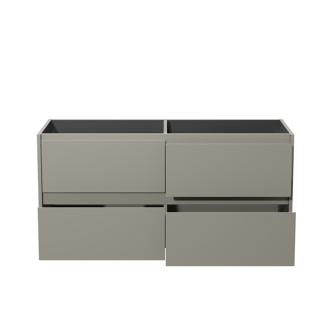 Storke Seda hängender Waschbeckenunterschrank: 130 x 52 cm, Seidengrau, 4 Schubladen