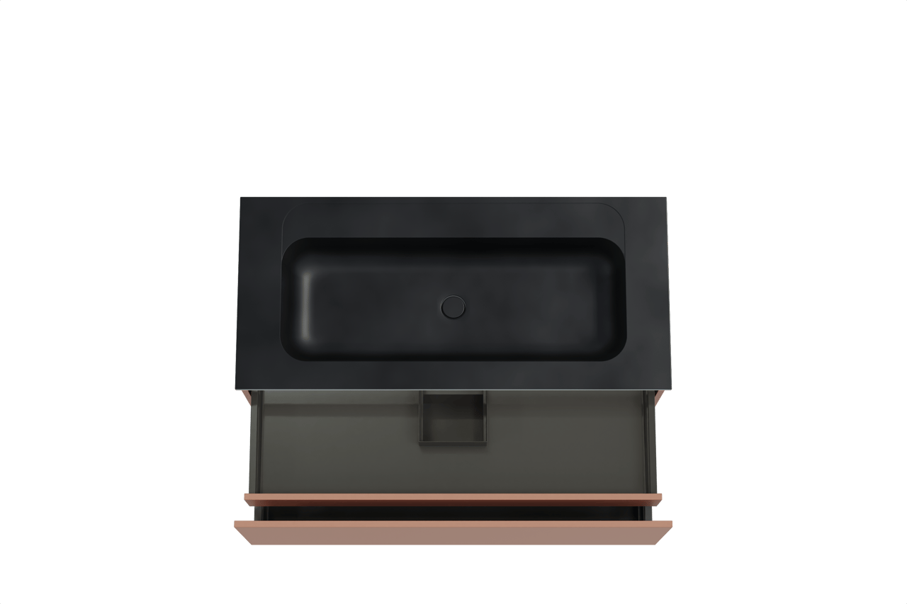 Balmani Sfera meuble salle de bains suspendu 120 x 55 cm cotto avec Tablo Strada lavabo simple pour 2 trous de robinet en marbre composite noir mat