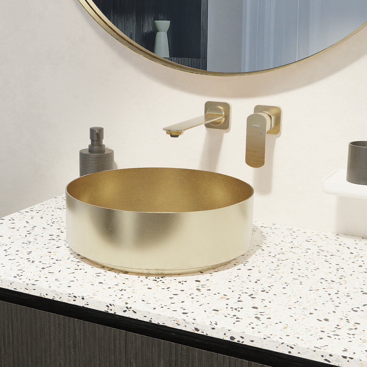 Balmani Accia waskom Brushed Champagne Gold roestvrij staal rond Ø 36 cm